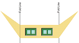 Dormer with blue window panes. Use the text link below to download in the S Scale blue-window dormer graphic
